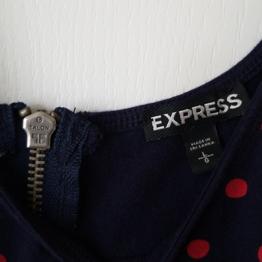 Navy and red polka dot peplum top - Picture 2 of 3